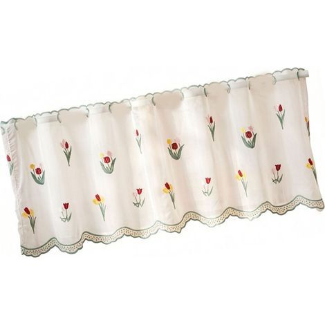 Rideaux élégants en tissu d'ameublement, en forme de tulipe, courts rideaux en dentelle transparente pour la maison.