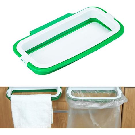 Support Pour Sac À Ordures - Fixation Sur Porte De Placard - En Polypropylène - Vert - Dimensions 22 x 12,5 x 3 cm - 1 Pièce (1/5)