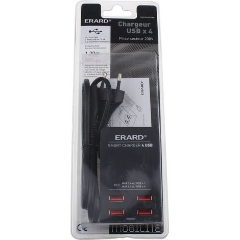 Erard - charger 4 usb su 230v - 4.4a max. - 1m - 728904 - 3700117289042