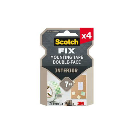 Lot de 4 rubans d’assemblage double face pour un usage intérieur Scotch-FIX™, 19 mm x 1,5 m, 1 rouleau/paquet
