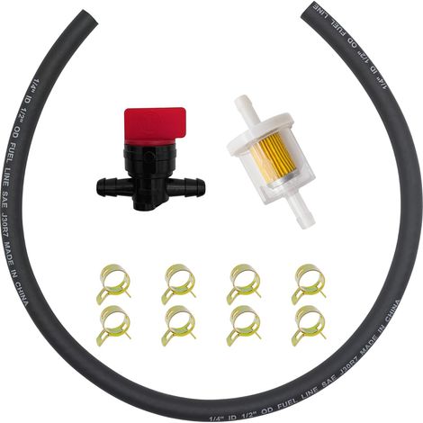 1 Tuyau carburant 1/4", Filtre en ligne, Vanne d'arrêt, Moteur tondeuse Briggs (1/5)