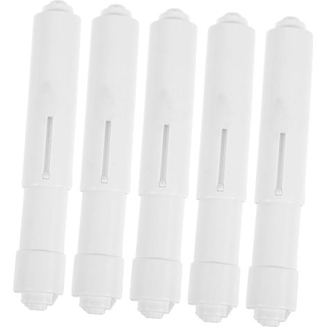 5 porte-rouleaux de papier toilette rechange en ABS blanc avec tige à ressort , fixer au mur pour re (1/5)