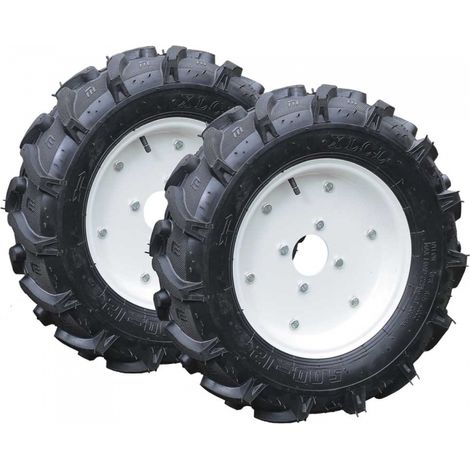 Könner & Söhnen – Roues pneumatiques pour motoculteur – Diamètre 5,00-12" – Meilleure traction sur surfaces variées – Ensemble de 2 roues métalliques