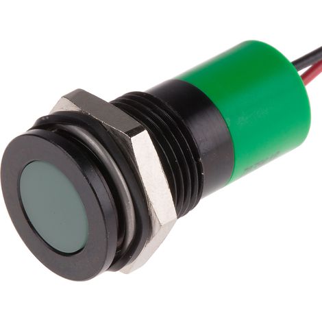 Voyant LED lumineux Vert RS PRO, dia. 14mm, 220V c.a., IP67 ( Prix pour 1 ) (1/2)