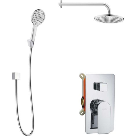 kielle Vega - Set de douche avec mitigeur encastré, 2 sorties, avec accessoires EcoSpare et corps d’encastrement, chrome 20618SP120 (1/5)