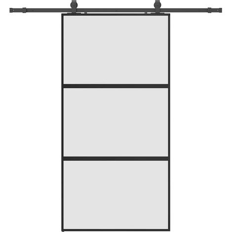 Maison Exclusive - Porta Scorrevole Ferramenta Nera 102,5x205 cm Vetro Temperato