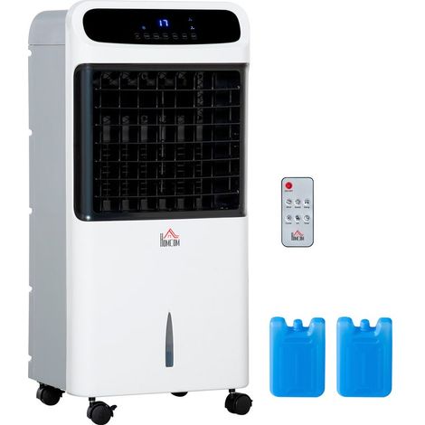 Rafraîchisseur d'air 4 en 1 avec télécommande – 3 modes, 3 vitesses – Minuterie – Écran tactile – 38 x 35 x 81 cm – Blanc (1/5)