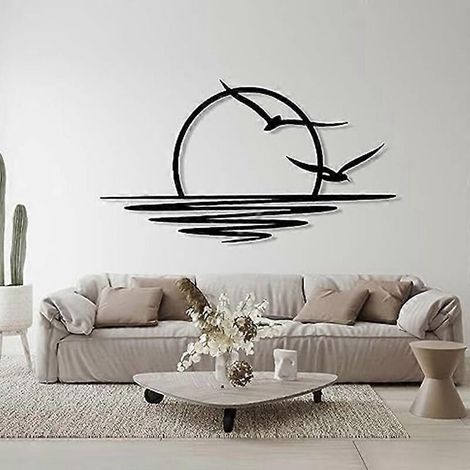 Sunrise Metal Wall Art, Sun and Seagulls Wall Decor, Metal Wall Decor--