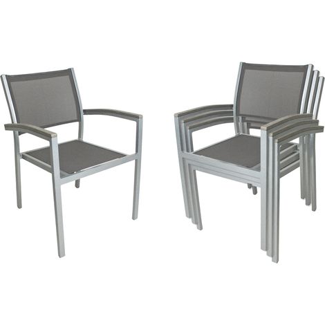 Stapelstuhl 4er Set GARDA-120 in grau, B/H/T: ca. 55/86/60 cm (1/3)