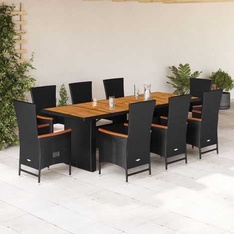 Ensemble à manger de jardin 9pcs coussins noir résine tressée vidaXL (1/5)