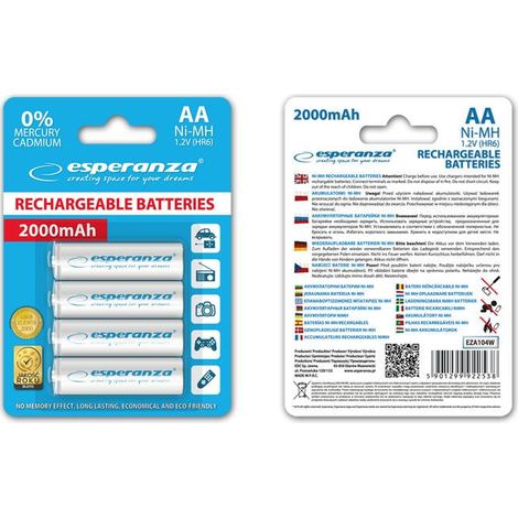 Batterie Esperanza AA 2000mAh 4 pezzi bianche