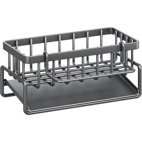 Rangement et Organisation de Cuisine, Organisateur d'évier en avec bac d'écoulement Automatique pour Porte Eponge, Porte Serviettes, Super Accessoires pour Salle-Noir. (1/5)