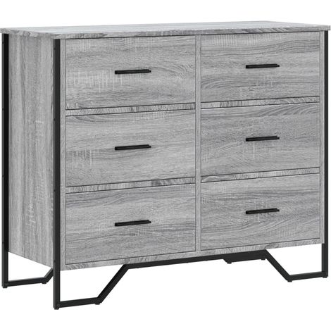 Chest of Drawers Grey Sonoma 91x35.5x74.5 cm Engineered wood vidaXL