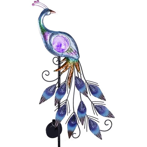 Solar Outdoor Garden Light, Outdoor Garden Decoration, 83 cm Peacock Statue Metal, Solar LED Lighting, Waterproof (M) (1/5)