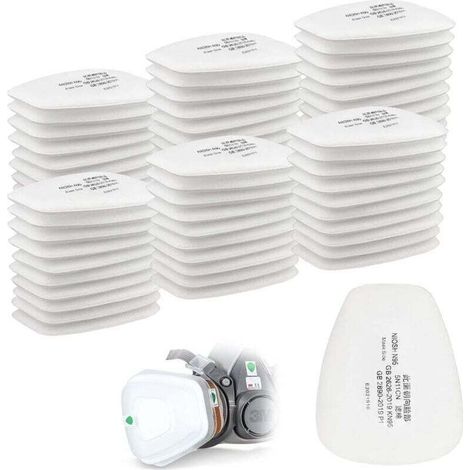 Lot de 60 filtres en coton 3M pour masque facial complet, filtre d'insertion CN 5n11, pour filtres 6000, 6200, 6800, 7501, 7502 et FF402 (blancs) (1/4)