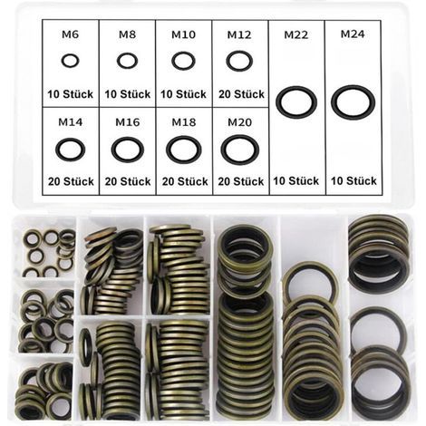 150 x Bonded Seal assortiment de joints d'étanchéité M6-M24 de vis de vidange d'huile kit (1/4)