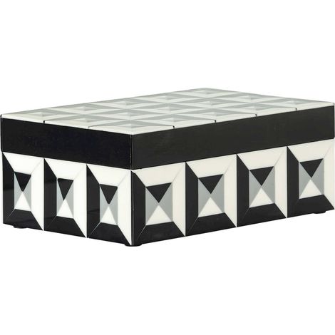Boîte à Bijoux Licia - Chic en Résine Noir/Blanc - Noir et blanc géométrique (1/5)