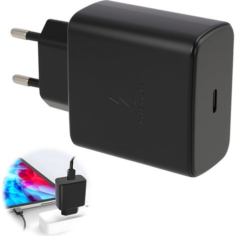 45-W-USB-C-Ladegerät, Schnellladeadapter Typ C, Schnellladestecker, für Galaxy S25/S24 Ultra/S23+/S22 Plus/S21/S20/Note 20, 15/16 Pro Max, iPad, Universal-Ladegerät, Schwarz (1/5)
