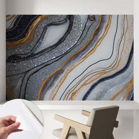 Papier peint autocollant avec imprimé pour décoration intérieure pour rénovation a motif Vagues de pierre 104x70 cm (1/5)