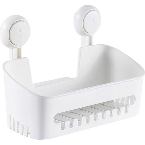 Étagère de douche amovible sans perçage, avec ventouses et paniers de rangement pour shampoing et articles de toilette. (1/5)