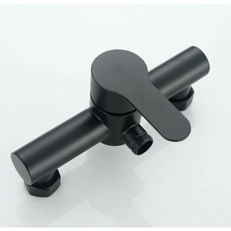 Grifo de ducha de bañera negro de acero inoxidable, grifo de ducha para baño, cabezal de ducha, grifo mezclador montado en la pared, Starlight (1/4)