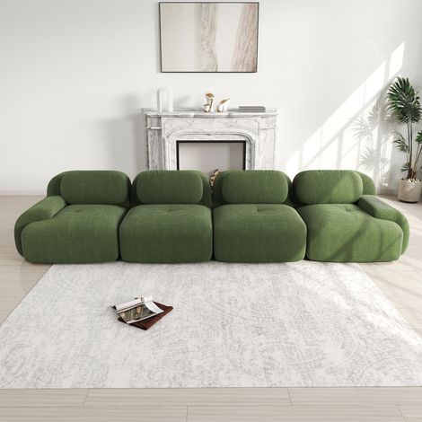 Canapé 4 places en velours côtelé doux, sans structure, revêtement 32D haute élasticité, ergonomique et adapté aux animaux, emballé sous vide, modulable, aucun montage requis, pour chambre et bureau, 