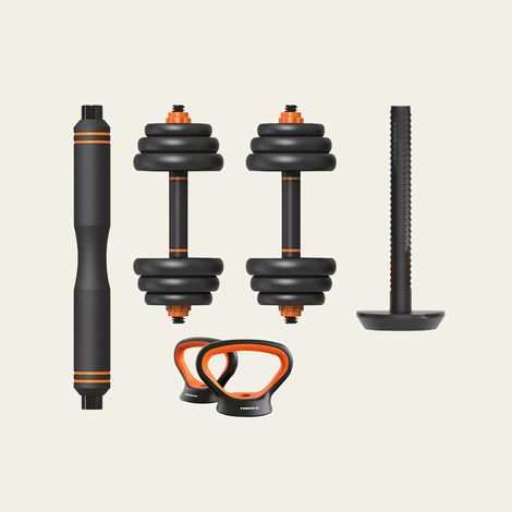 Kit de musculación Xiaomi FED: Mancuernas + Barbell + Kettlebell (20 kg), Negro/Naranja (1/5)