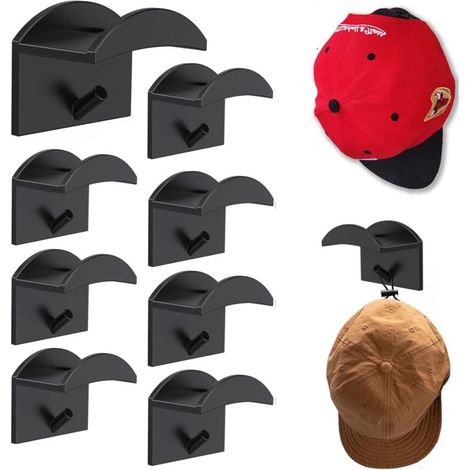 Porta cappelli, 10 pezzi autoadesivi per cappelli da baseball, da parete, senza foratura, ganci appendiabiti, organizer per cappelli, sciarpe, cuffie, collane, fasce per capelli, portachiavi -Crezuo