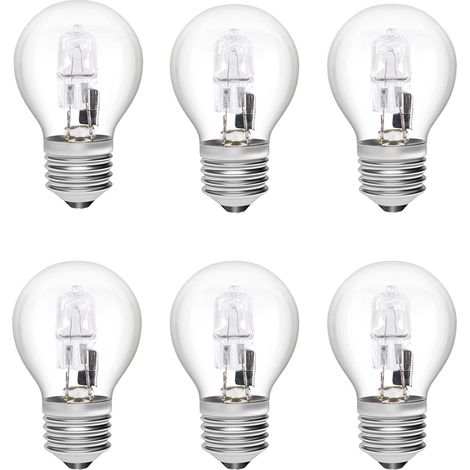 Beijiyi – Ampoule halogène E27 28W G45 – Blanc chaud 2700K dimmable – Coque en verre renforcé – Lot de 6 pour lustres et lampes de table