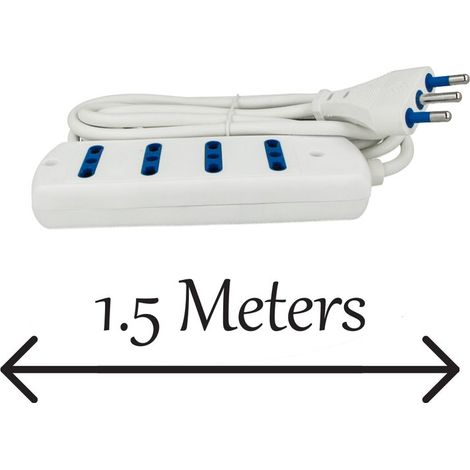 Multipresa Ciabatta Elettrica 4 Posti Cavo Da 1,5 Metri Colore Bianco