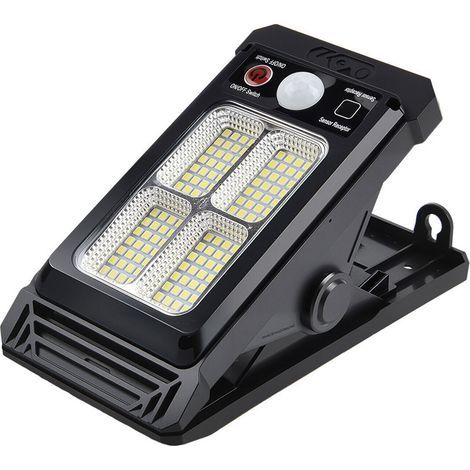 Lampe solaire à pince avec détecteur de mouvement, 3 modes d'éclairage, alimentation solaire, idéale pour jardin, terrasse, allée, éclairage de sécurité résistant aux intempéries (1/5)