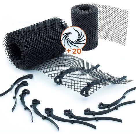 GENERIC-Grillage Gouttiere Haute Qualité ROBUSTE [+ INCLUS 20 Crochets + 2 Grille 6m x 16cm] Protege Toiture + Protection contre Feuille. Protège Goutiere pvc mieux (1/5)
