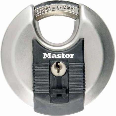 MASTER LOCK Cadenas Rond [A Clé] [Acier Inoxydable] [Extérieur] M50EURD - Idéal pour les espaces de rangement, les remises, les garages, les remorques (1/4)