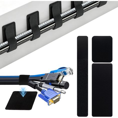 Lot de 20 paires de serre-câbles auto-agrippants, réutilisables et réglables en longueur, pour bureau, maison, ordinateur portable (1/5)