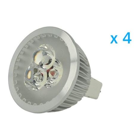 4 PZ Faretto Lampada LED Dicroica MR16 GU5.3 12V 3W Bianco Freddo 6000K