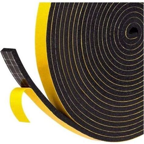 Joint d'étanchéité autocollant pour portes-fenêtres, 1 rouleau 12 mm x 6 mm x 3 m, isolation phonique et thermique, protection des meubles pour climatiseurs – Mousse noire (1/4)