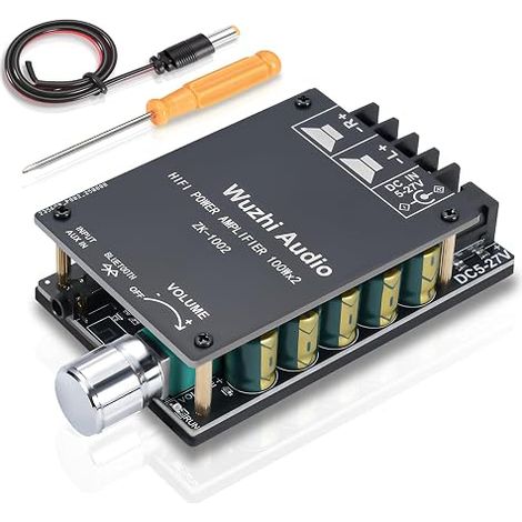 TPA3116 200W Bluetooth Audio Amplifier Card with LC Filter, Stereo Hi-Fi Digital Amp 2.0 Channel, DC 8-24V, Silent Connection Without Password for Phone, Home or Travel (1/5)