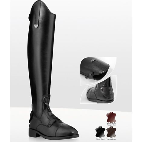 38, Schwarz: Wettkampfstiefel mit Schnürsenkeln Modell Ares aus weichem, vollnarbigem Kalbsleder mit Reißverschluss hinten und elastischem Vorderfalteinsatz (1/2)