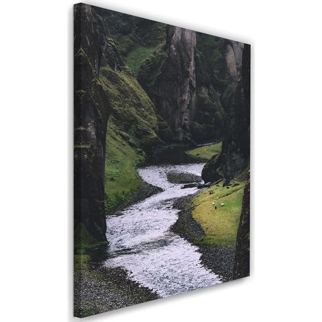 Tableau sur toile Ruisseau Montagne Forêt Nature 60x90 (1/5)