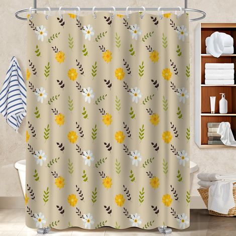 Rideau douche imperméable polyester 180x180 esthétique rideau séchage rapide pour baignoire asymétrique (1/5)