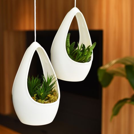 Pot de fleur suspendu 2 pièces  Décoration murale en forme de goutte - Pots de plantes d'extérieur  pour le Salon Cuisine Chambre et Extérieur sur le Balcon Terrasse dans le Jardin