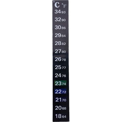 Thermometre LCD Adhesif - Bande Thermosensible Pour Aquarium Ou Fenetre - Plage 18 À 34 °C - Affichage Couleur Par Température - 13 x 1,8 cm - 1 Pièce (1/5)