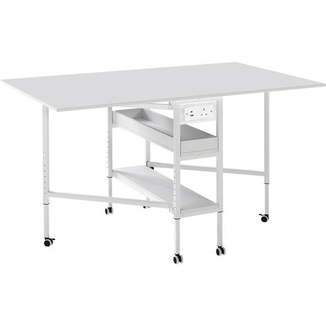 Levede Sewing Table Foldable Craft Desk Height Adjustable with Storage Black (1/5)