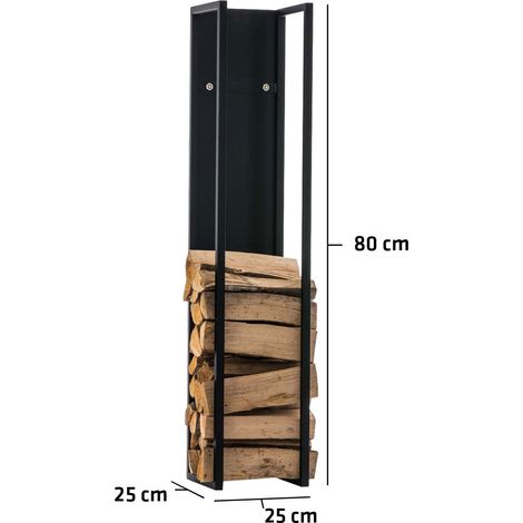 Décoshop26 – Range-bûches en métal noir pour cheminée – Dimensions 25x25x80 cm – Construction stable avec antidérapants – DEC10013 (1/5)