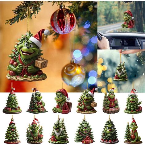 Adorno Navideño Grinch - Decoración Para Árbol De Navidad - Lote De 12 Unidades (1/5)