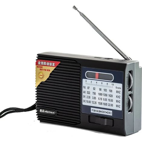 Mini radio portable FM/AM/SW avec signal stable, récepteur radio à bande complète, haut-parleur large bande, prise casque et longue autonomie. (1/5)