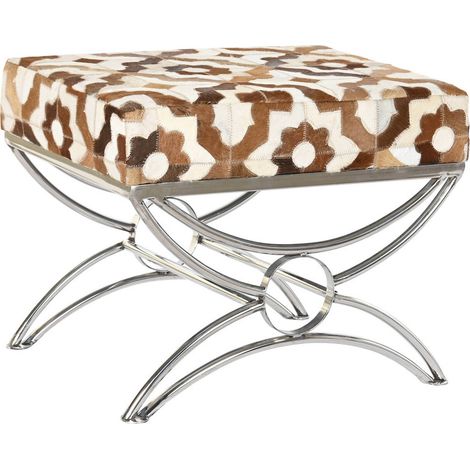 Pouf élégant en cuir pour ôter ses souliers en style - Marron clair moucheté de blanc (1/4)