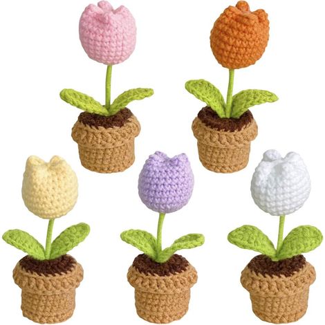 5 tulipani artificiali, decorazioni floreali fatte a mano per la casa, l'ufficio e il cruscotto dell'auto. (1/3)