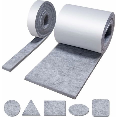 Patins pour meubles, patins en feutre, 2 rouleaux de feutre autocollant (100 x 10 cm et 100 x 2 cm), patins pour chaises, patins pour meubles et bois (1/5)