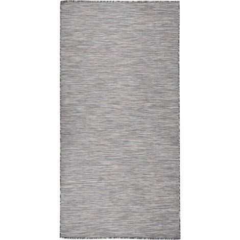 Alfombra de tela plana para 100x200 cm de marrón y azul (1/5)